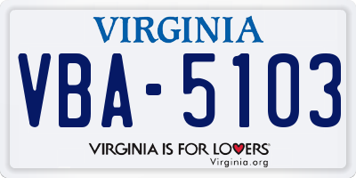 VA license plate VBA5103