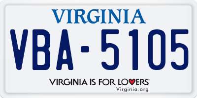 VA license plate VBA5105