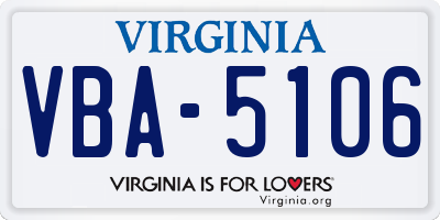 VA license plate VBA5106