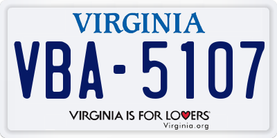VA license plate VBA5107