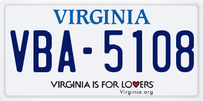 VA license plate VBA5108