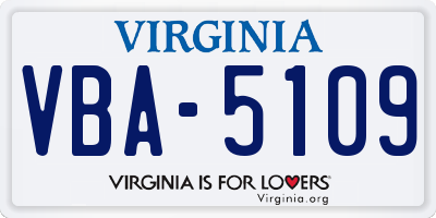 VA license plate VBA5109