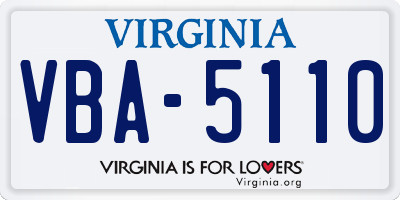 VA license plate VBA5110