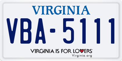 VA license plate VBA5111