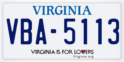 VA license plate VBA5113