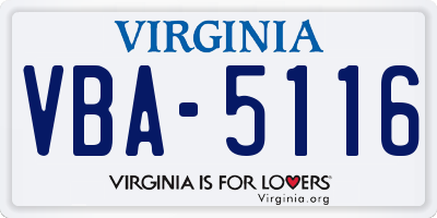 VA license plate VBA5116
