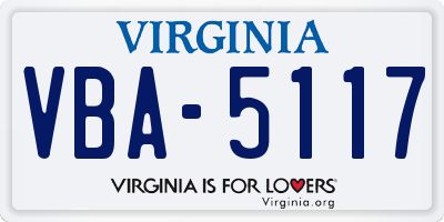 VA license plate VBA5117