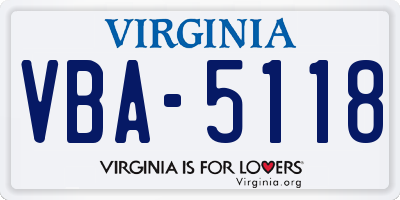 VA license plate VBA5118
