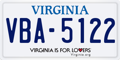 VA license plate VBA5122