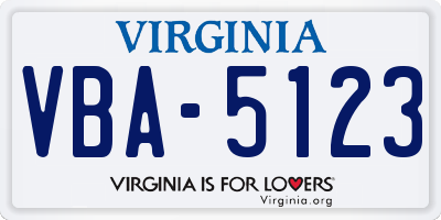 VA license plate VBA5123