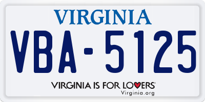 VA license plate VBA5125