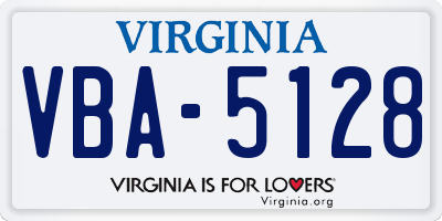 VA license plate VBA5128