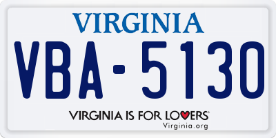 VA license plate VBA5130