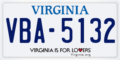 VA license plate VBA5132