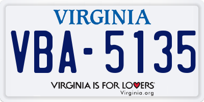 VA license plate VBA5135