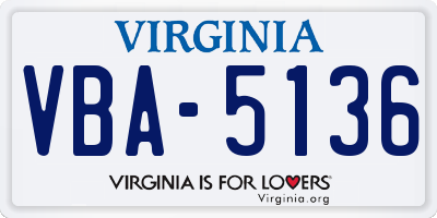 VA license plate VBA5136