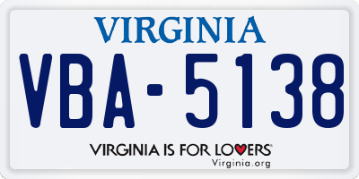 VA license plate VBA5138