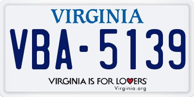 VA license plate VBA5139
