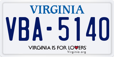 VA license plate VBA5140