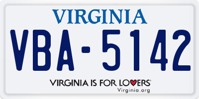 VA license plate VBA5142