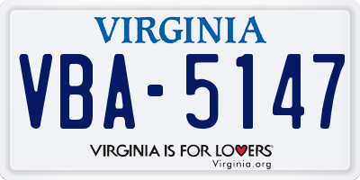 VA license plate VBA5147