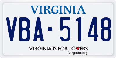 VA license plate VBA5148