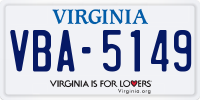 VA license plate VBA5149