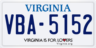 VA license plate VBA5152