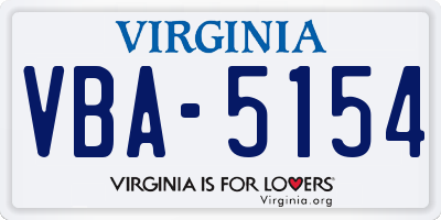 VA license plate VBA5154