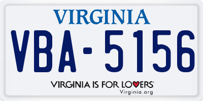 VA license plate VBA5156
