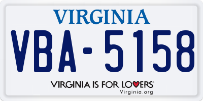 VA license plate VBA5158