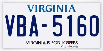 VA license plate VBA5160