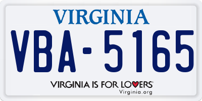VA license plate VBA5165