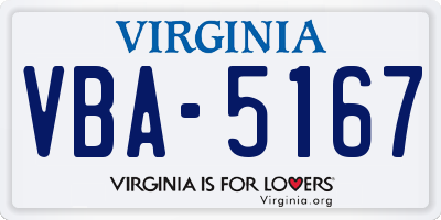 VA license plate VBA5167