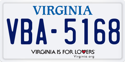 VA license plate VBA5168