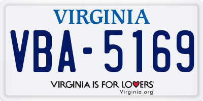 VA license plate VBA5169