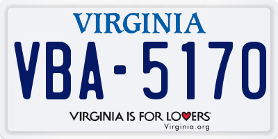 VA license plate VBA5170