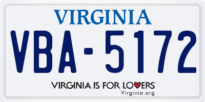 VA license plate VBA5172