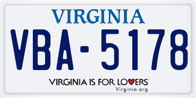 VA license plate VBA5178