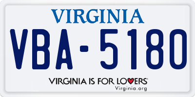 VA license plate VBA5180
