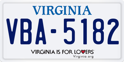 VA license plate VBA5182