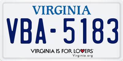 VA license plate VBA5183