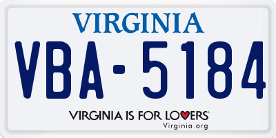 VA license plate VBA5184