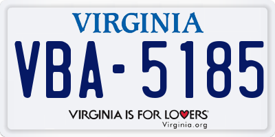 VA license plate VBA5185