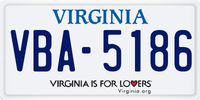 VA license plate VBA5186