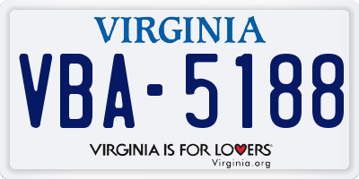 VA license plate VBA5188