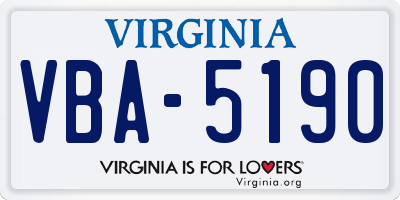 VA license plate VBA5190