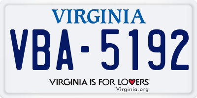 VA license plate VBA5192