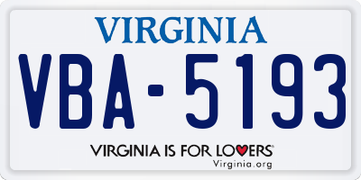 VA license plate VBA5193