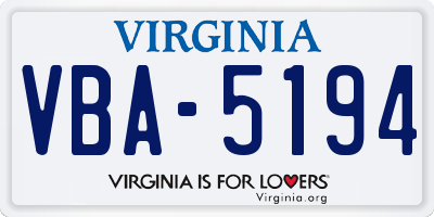 VA license plate VBA5194
